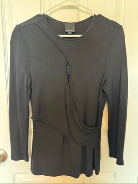 Marienbad Black Long-Sleeve Draped Tee